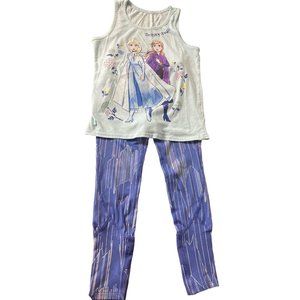 Girls Outfit Disney Frozen Princess Elsa Tank Top size M and in motion leggings